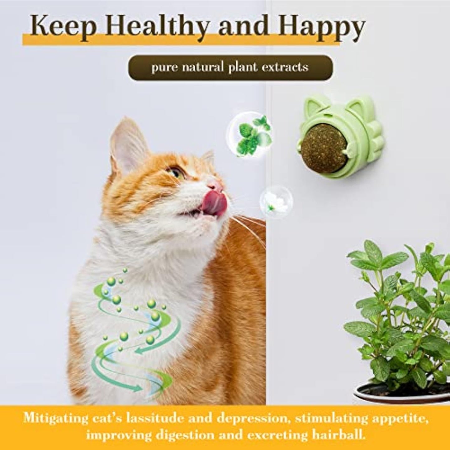 Catnip Balls That Stick On Wall Catnip Balls For Cat Catnip Toys For Cats Healthy Kitty Teeth Cleaning Dental Chew Toys Cat Wall Treats